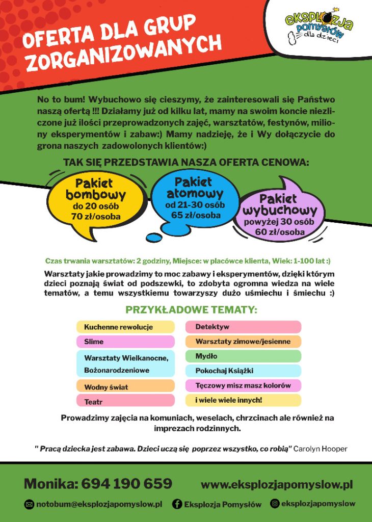 Warsztaty grupy zorganizowanych - Plakat